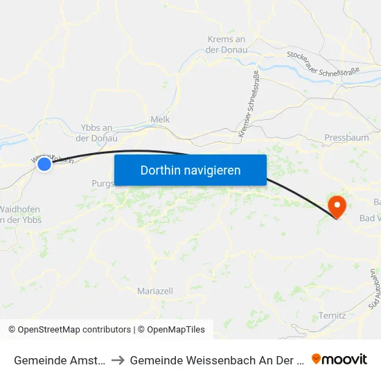 Gemeinde Amstetten to Gemeinde Weissenbach An Der Triesting map
