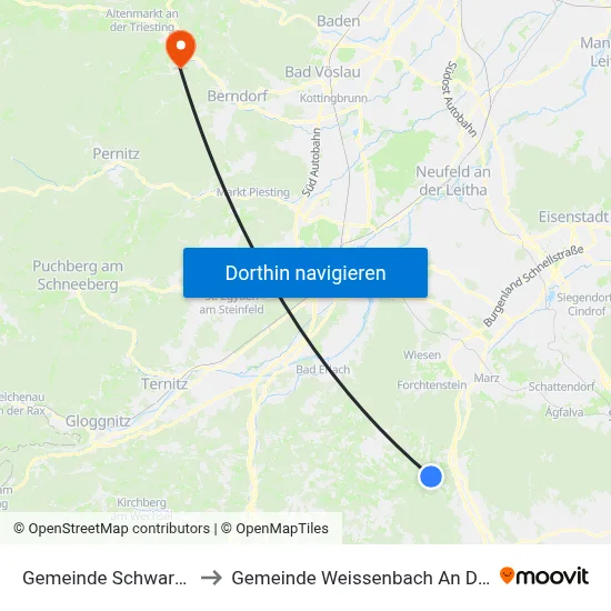 Gemeinde Schwarzenbach to Gemeinde Weissenbach An Der Triesting map