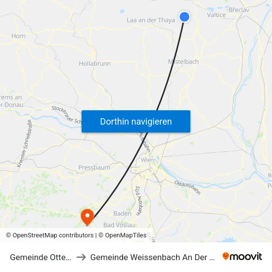 Gemeinde Ottenthal to Gemeinde Weissenbach An Der Triesting map