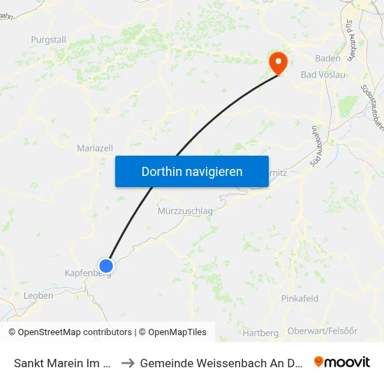 Sankt Marein Im Mürztal to Gemeinde Weissenbach An Der Triesting map