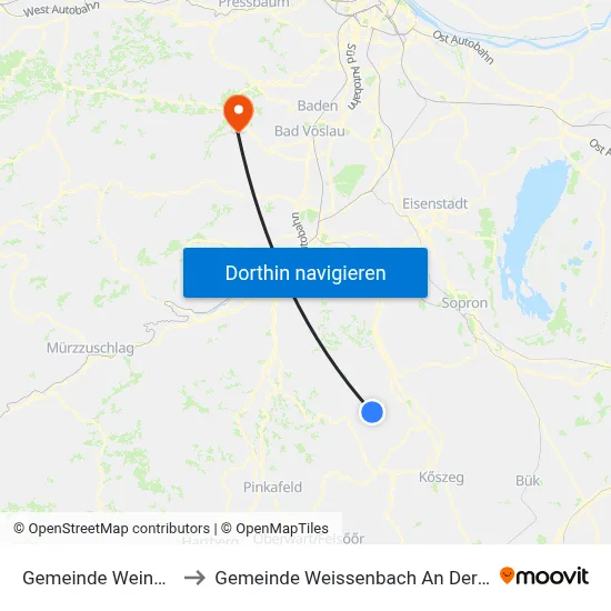 Gemeinde Weingraben to Gemeinde Weissenbach An Der Triesting map