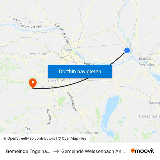 Gemeinde Engelhartstetten to Gemeinde Weissenbach An Der Triesting map
