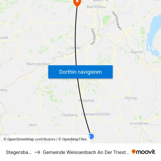 Stegersbach to Gemeinde Weissenbach An Der Triesting map