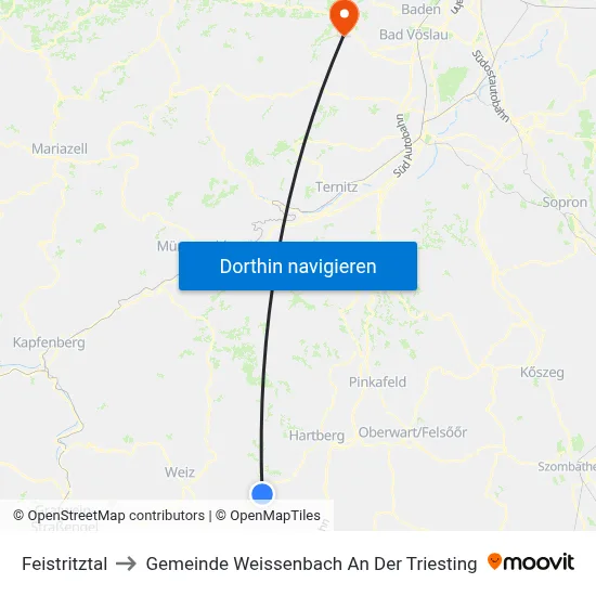 Feistritztal to Gemeinde Weissenbach An Der Triesting map