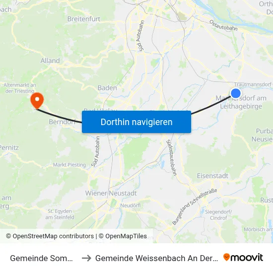 Gemeinde Sommerein to Gemeinde Weissenbach An Der Triesting map