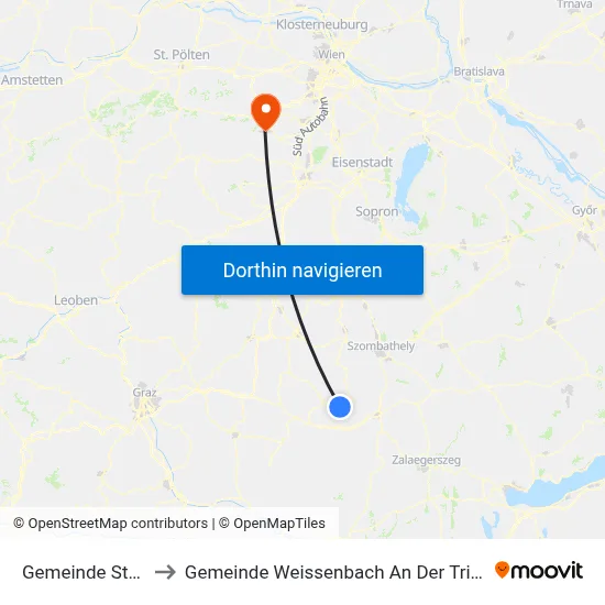 Gemeinde Strem to Gemeinde Weissenbach An Der Triesting map