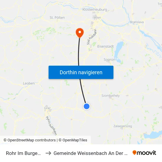 Rohr Im Burgenland to Gemeinde Weissenbach An Der Triesting map