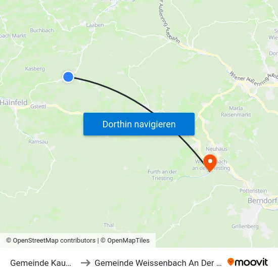 Gemeinde Kaumberg to Gemeinde Weissenbach An Der Triesting map