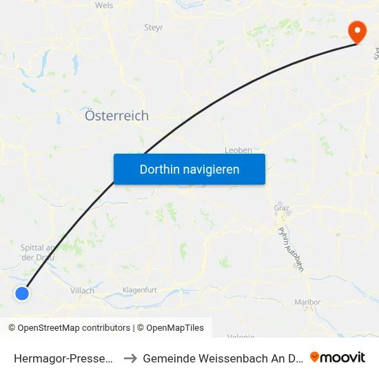 Hermagor-Pressegger See to Gemeinde Weissenbach An Der Triesting map