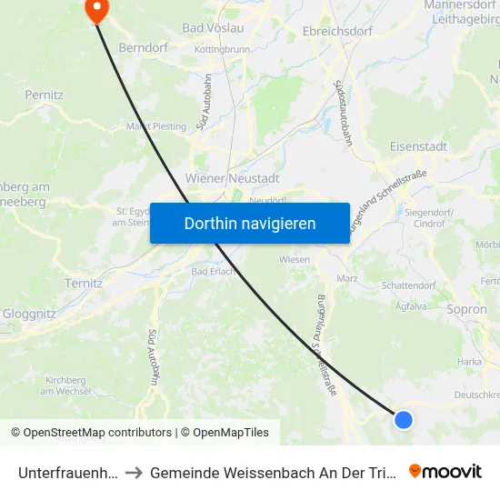 Unterfrauenhaid to Gemeinde Weissenbach An Der Triesting map