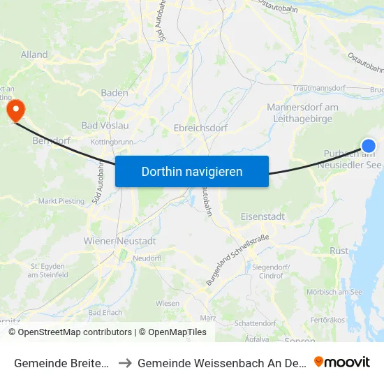 Gemeinde Breitenbrunn to Gemeinde Weissenbach An Der Triesting map