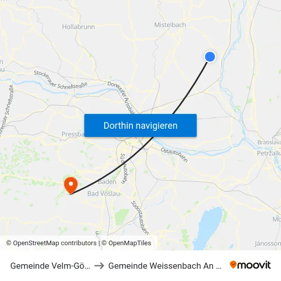Gemeinde Velm-Götzendorf to Gemeinde Weissenbach An Der Triesting map