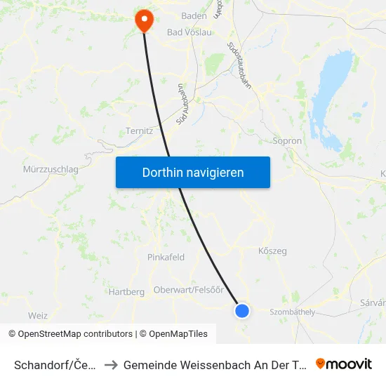 Schandorf/Čemba to Gemeinde Weissenbach An Der Triesting map