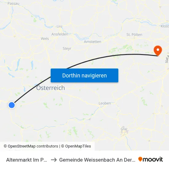 Altenmarkt Im Pongau to Gemeinde Weissenbach An Der Triesting map
