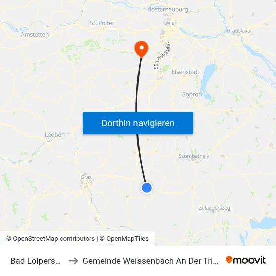 Bad Loipersdorf to Gemeinde Weissenbach An Der Triesting map
