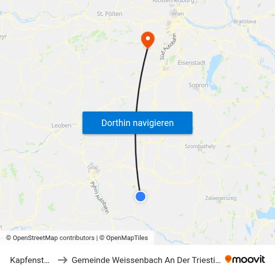 Kapfenstein to Gemeinde Weissenbach An Der Triesting map