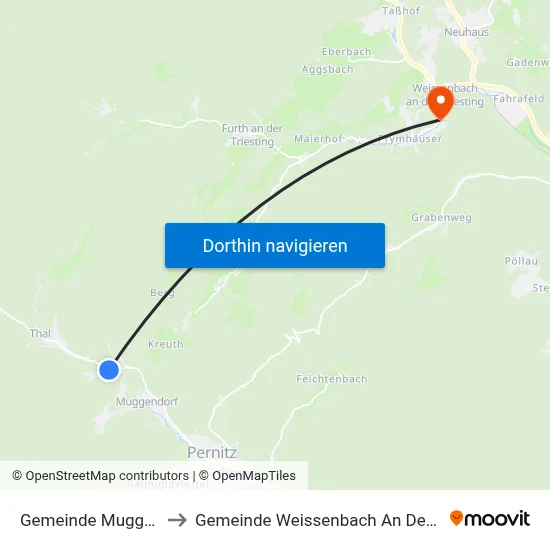 Gemeinde Muggendorf to Gemeinde Weissenbach An Der Triesting map