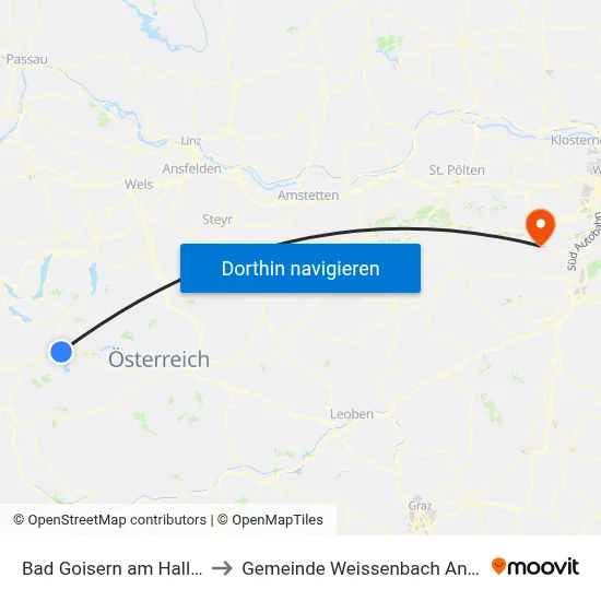 Bad Goisern am Hallstättersee to Gemeinde Weissenbach An Der Triesting map