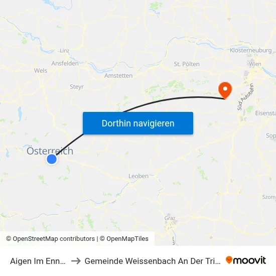 Aigen Im Ennstal to Gemeinde Weissenbach An Der Triesting map