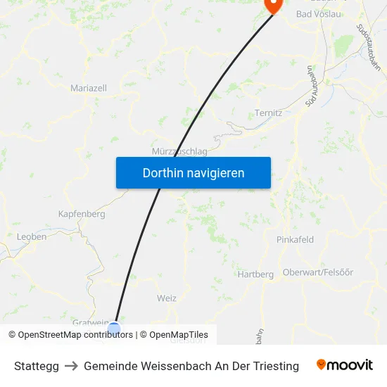Stattegg to Gemeinde Weissenbach An Der Triesting map