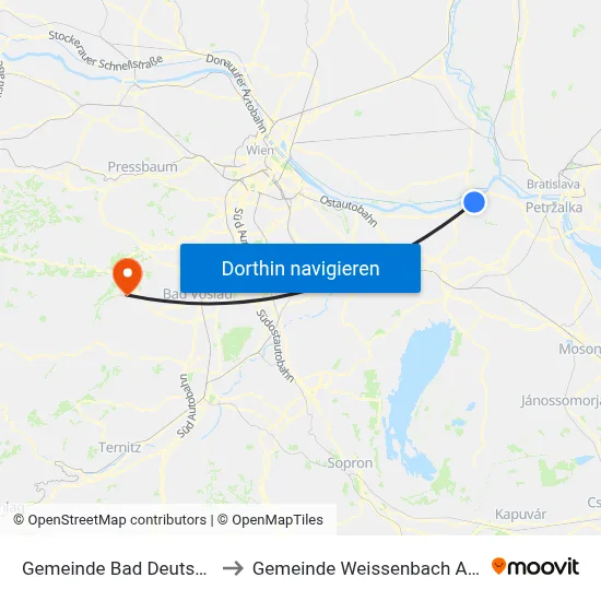 Gemeinde Bad Deutsch-Altenburg to Gemeinde Weissenbach An Der Triesting map