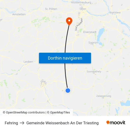 Fehring to Gemeinde Weissenbach An Der Triesting map