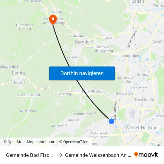 Gemeinde Bad Fischau-Brunn to Gemeinde Weissenbach An Der Triesting map