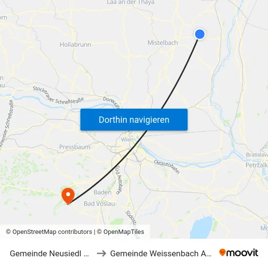 Gemeinde Neusiedl An Der Zaya to Gemeinde Weissenbach An Der Triesting map