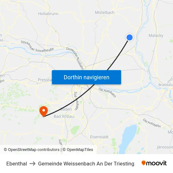Ebenthal to Gemeinde Weissenbach An Der Triesting map