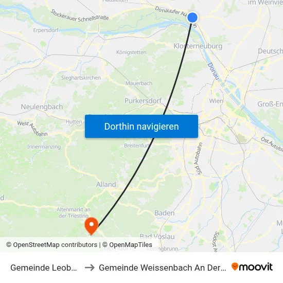 Gemeinde Leobendorf to Gemeinde Weissenbach An Der Triesting map