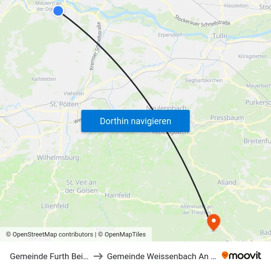 Gemeinde Furth Bei Göttweig to Gemeinde Weissenbach An Der Triesting map
