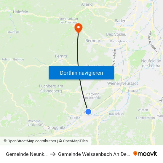 Gemeinde Neunkirchen to Gemeinde Weissenbach An Der Triesting map