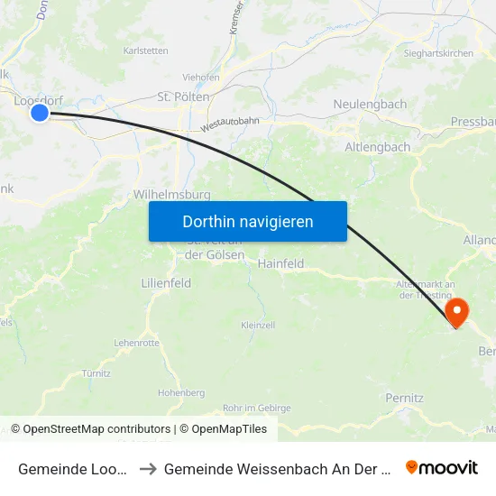 Gemeinde Loosdorf to Gemeinde Weissenbach An Der Triesting map