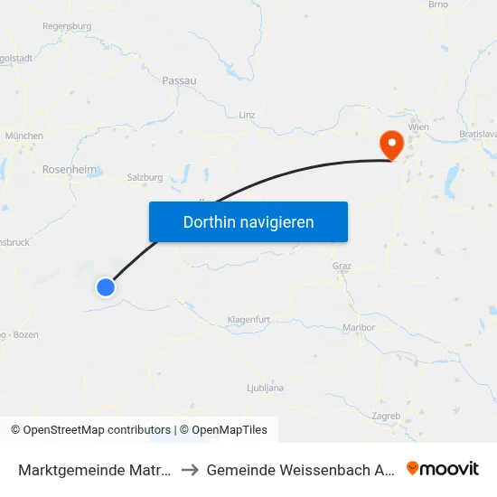 Marktgemeinde Matrei In Osttirol to Gemeinde Weissenbach An Der Triesting map