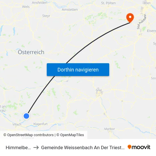 Himmelberg to Gemeinde Weissenbach An Der Triesting map