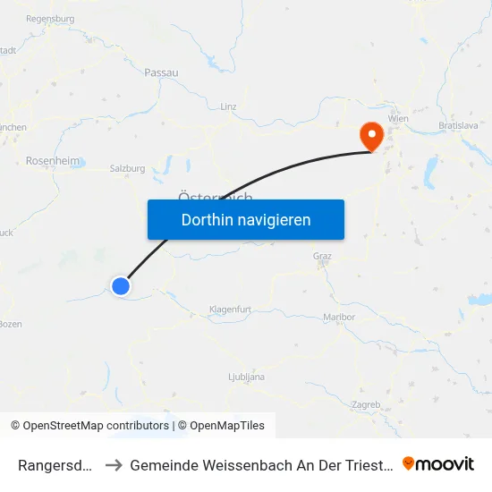 Rangersdorf to Gemeinde Weissenbach An Der Triesting map