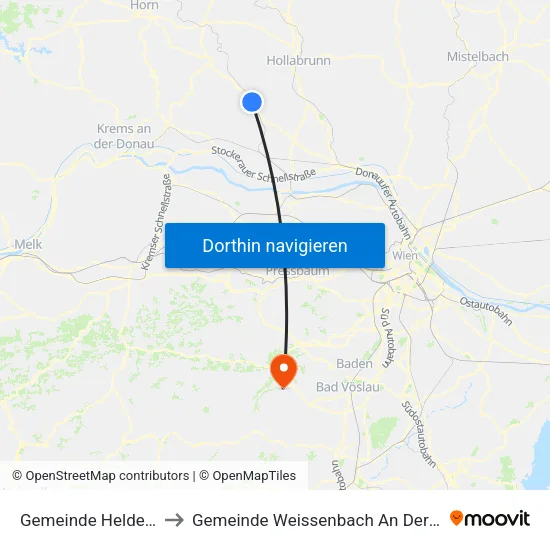 Gemeinde Heldenberg to Gemeinde Weissenbach An Der Triesting map