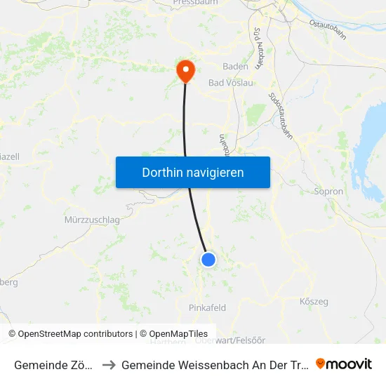 Gemeinde Zöbern to Gemeinde Weissenbach An Der Triesting map