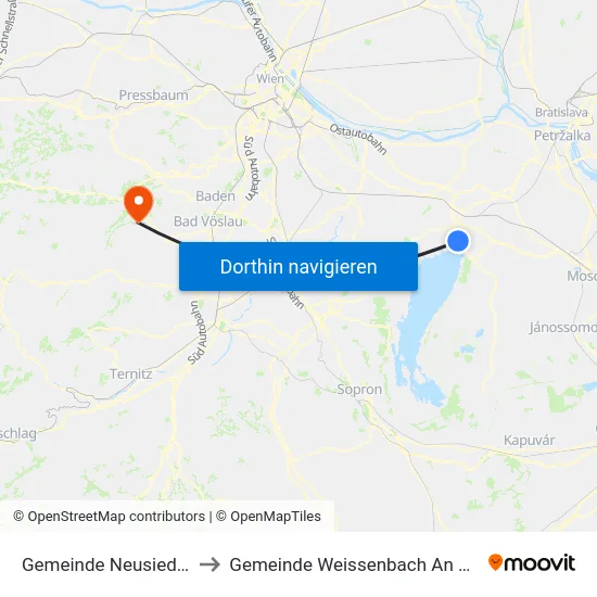 Gemeinde Neusiedl am See to Gemeinde Weissenbach An Der Triesting map
