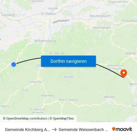 Gemeinde Kirchberg An Der Pielach to Gemeinde Weissenbach An Der Triesting map