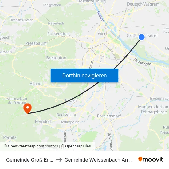 Gemeinde Groß-Enzersdorf to Gemeinde Weissenbach An Der Triesting map