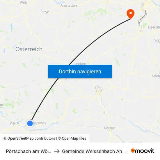 Pörtschach am Wörther See to Gemeinde Weissenbach An Der Triesting map