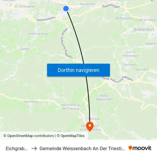 Eichgraben to Gemeinde Weissenbach An Der Triesting map