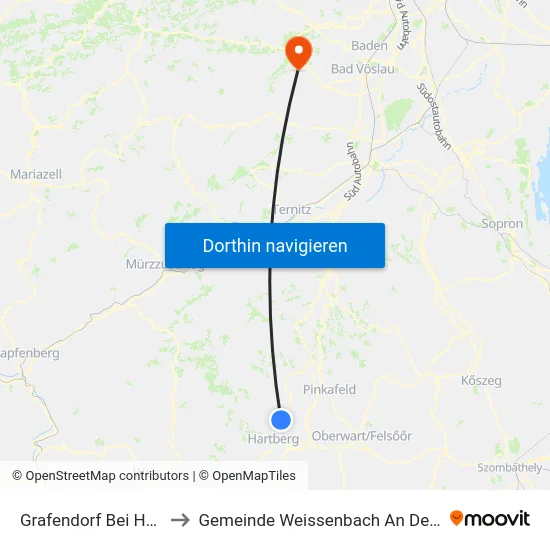Grafendorf Bei Hartberg to Gemeinde Weissenbach An Der Triesting map