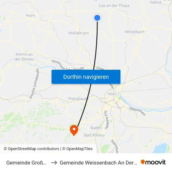 Gemeinde Großharras to Gemeinde Weissenbach An Der Triesting map