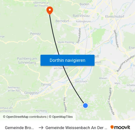 Gemeinde Bromberg to Gemeinde Weissenbach An Der Triesting map