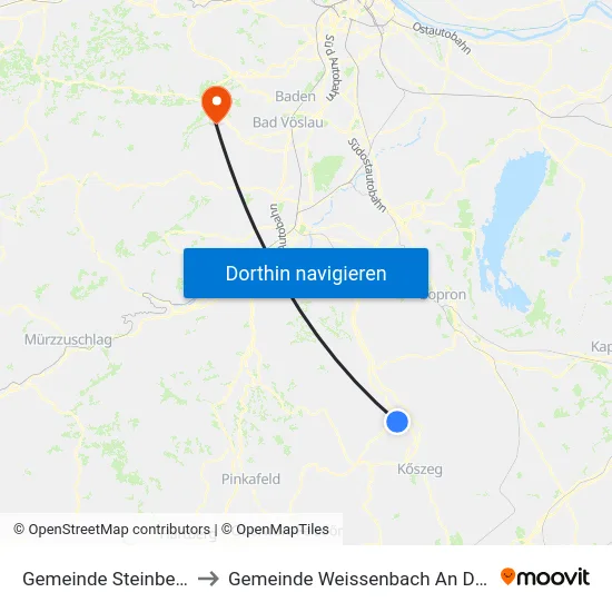Gemeinde Steinberg-Dörfl to Gemeinde Weissenbach An Der Triesting map