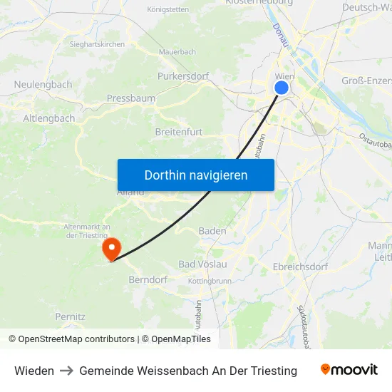 Wieden to Gemeinde Weissenbach An Der Triesting map
