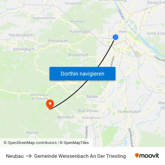 Neubau to Gemeinde Weissenbach An Der Triesting map