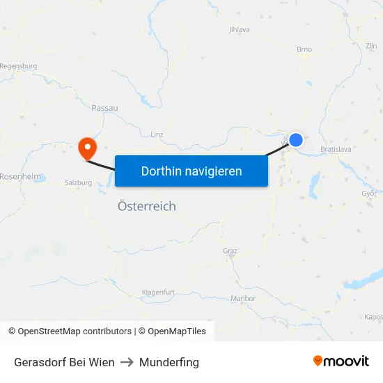 Gerasdorf Bei Wien to Munderfing map
